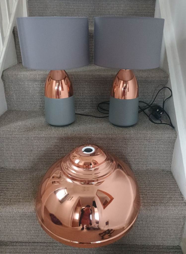 Matching Table/Bedside Lamps & Ceiling Shade - All in excellent condition.
