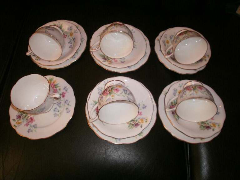 Queen Anne Fine Bone China Country Spray 6 cups