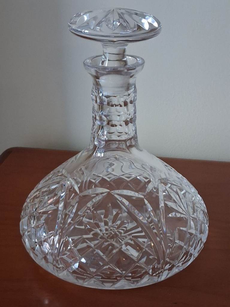 Cut Crystal Decanter with Matching Glasses – Good Condition