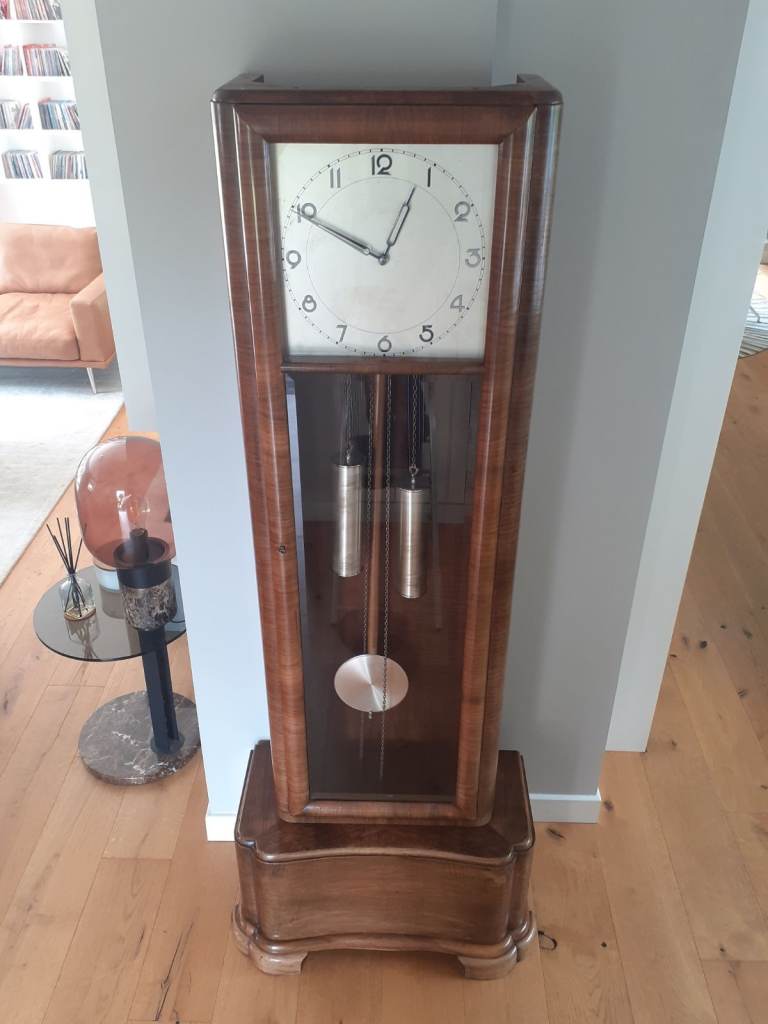 Art Deco Walnut vintage Grandfather Clock