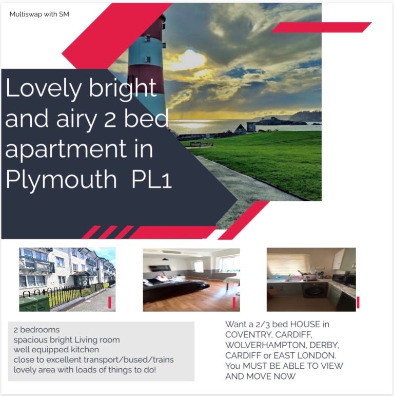 HOMESWAP ONLY! Plymouth for…..see advert