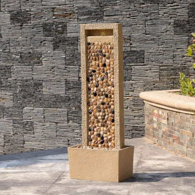 Teamson Home Garden Outdoor Water Feature Tall Waterfall Water Fountain With Warm LED Lights 