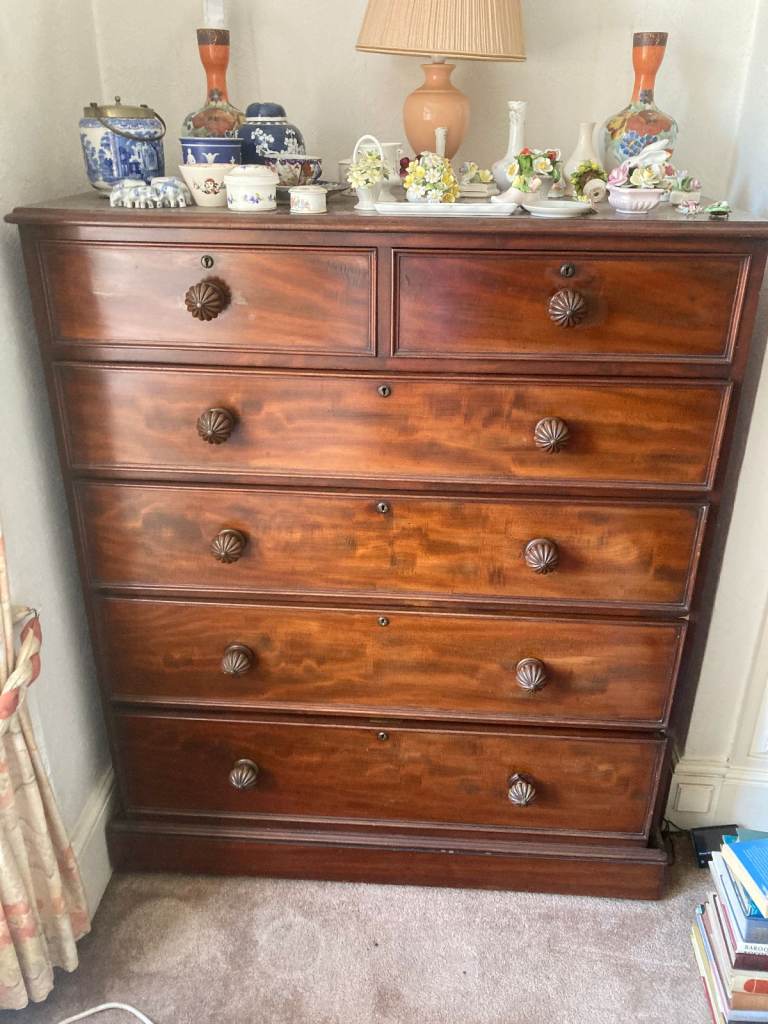 Antique M WILLSON Gt Queen St (poss Gillow style) 1850s chest of drawers-Reasonable offers acceptd