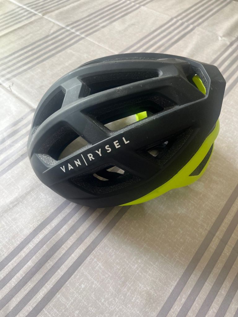 VAN RYSEL Cycling Helmet (55-57cm)– Black and Yellow, Good Condition