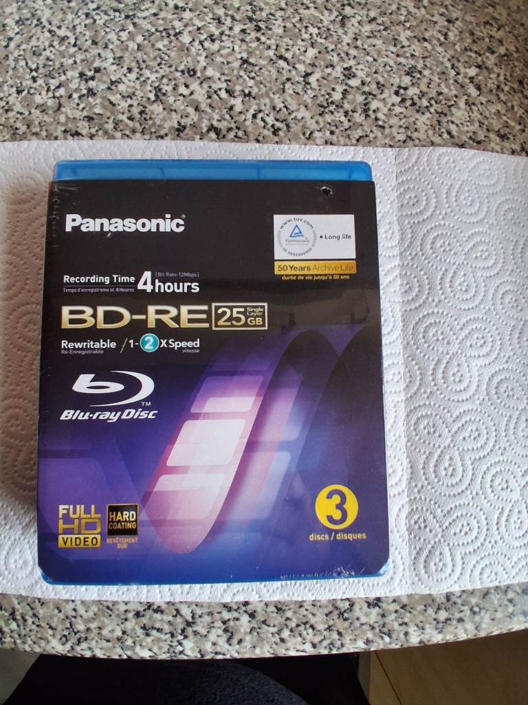 Panasonic LMBEU25AE3 25GB Rewritable Blu-Ray Dics 3 Pack ( SEALED )