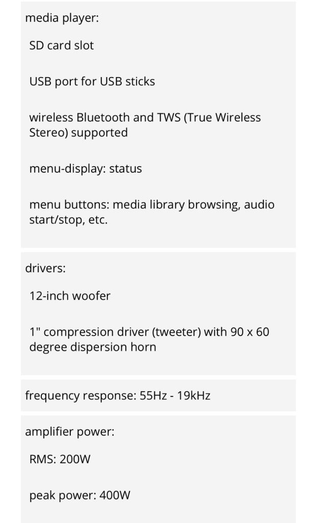 New 15” Active PA Speaker with Bluetooth
