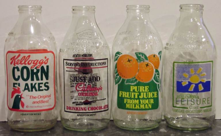 Vintage advertising Milk Bottles 1980's x 4 M9