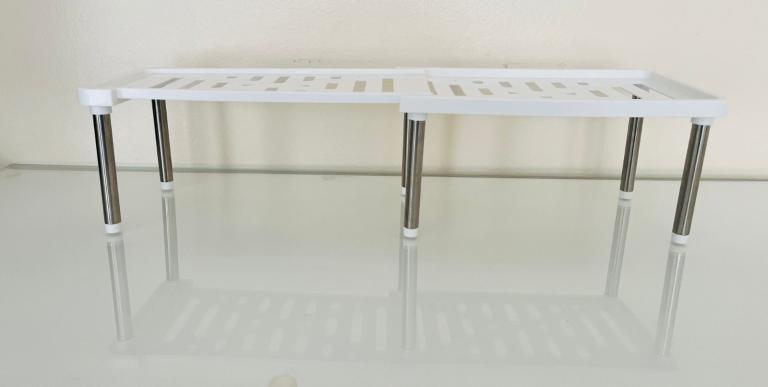 2x White Expandable Counter/Cabinet Organiser Shelves.