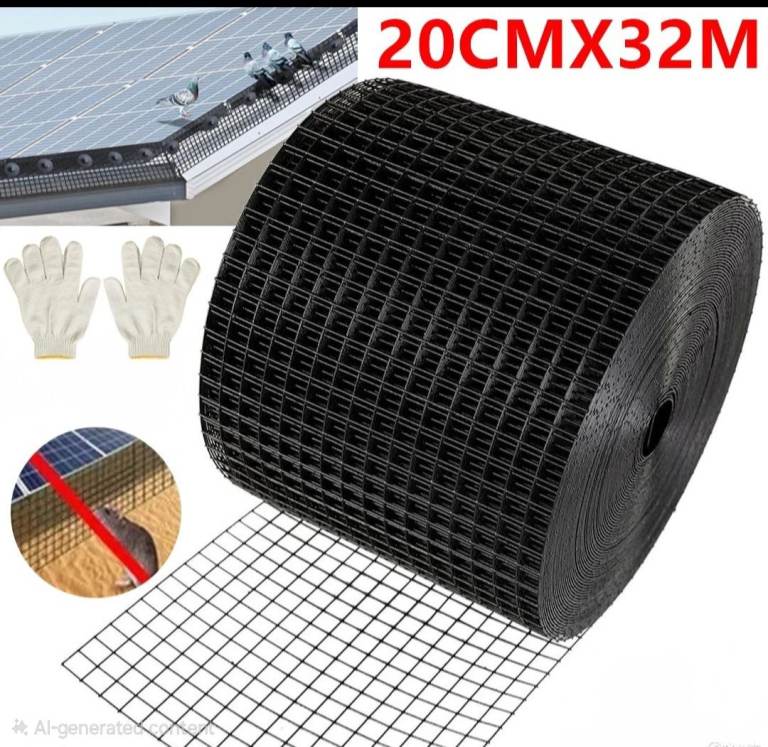 32M Solar Panel Bird Wire Mesh Guard Kit Proofing Pigeons Pest Clips Net Critter