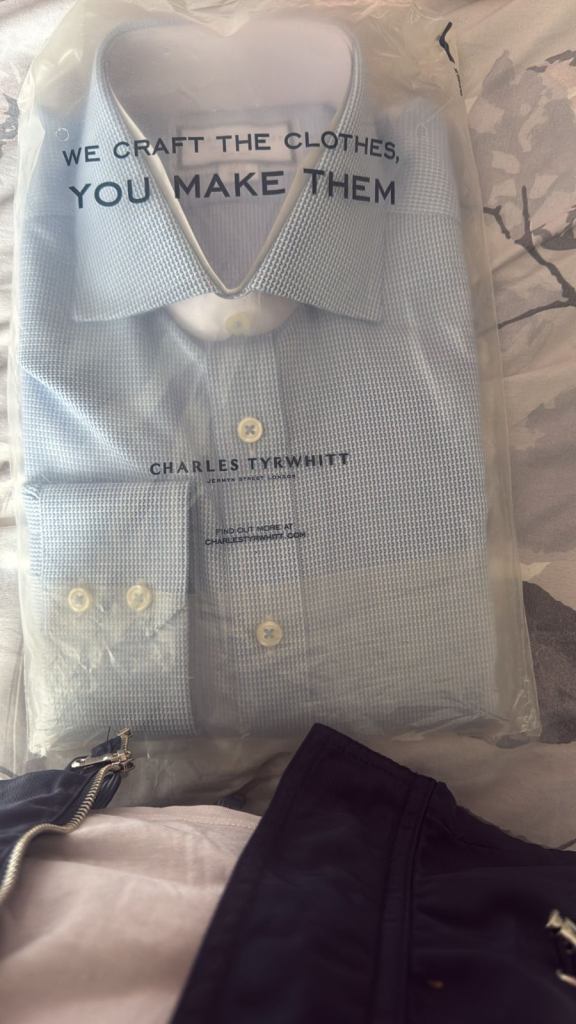 NEW Charles Tyrwhitt Men's Formal Shirt - Blue Pattern