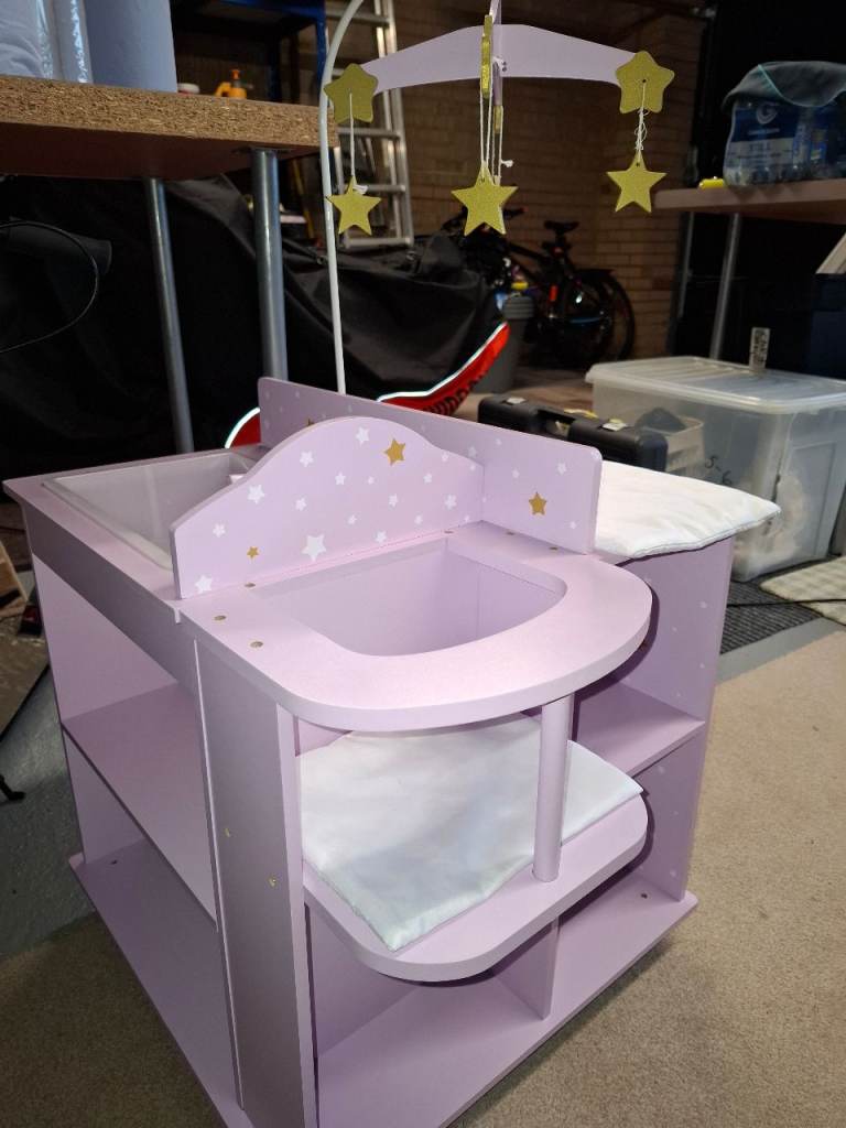 Baby Changing Table/Wardrobe Unit - Lilac Wood, Good Condition