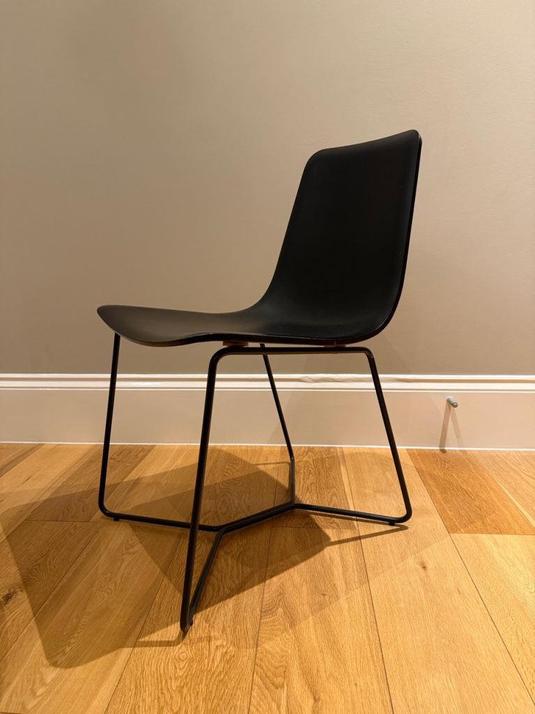 West Elm dining chairs - wood shell painted black - great condition