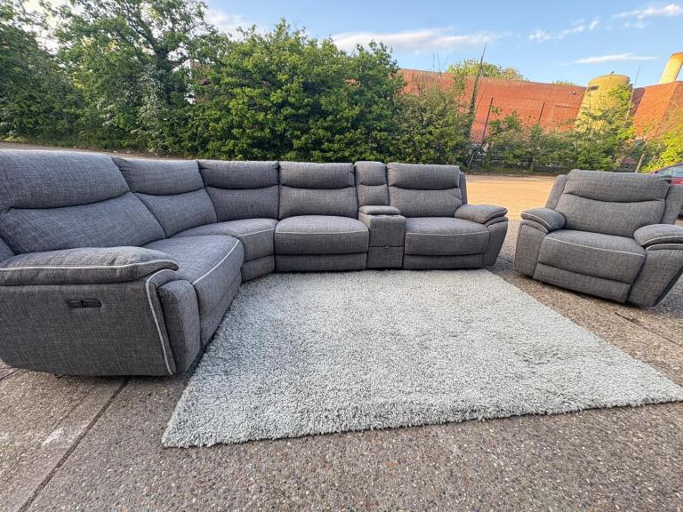 Grey DFS Trek Electric corner recliner  sofa + Matching Armchair recliner DELIVERY AVAILABLE!
