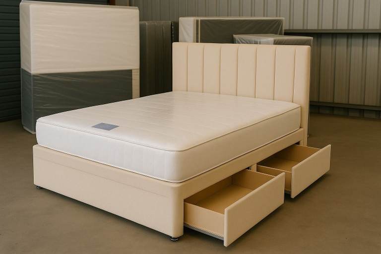 20% Price Cut • 4FT6 Double Divan Bed / Storage or No Storage / Free Delivery ::