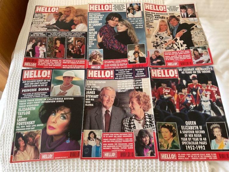 HELLO MAGAZINE 1990’s Nos 184-189. VGC Full of Nostagia/Celebrities/Royals etc