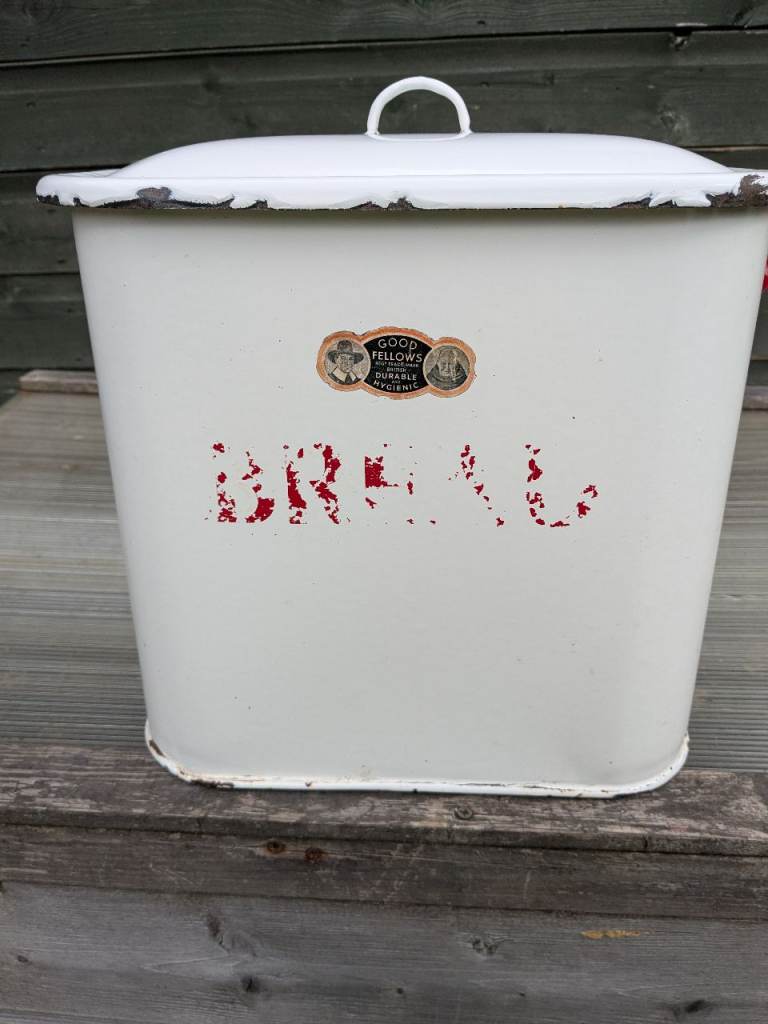 Large Original Good Fellows Vintage Enamel Bread Bin