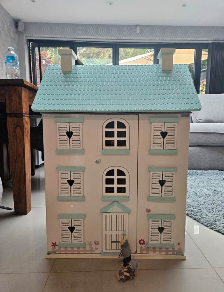 Wooden Dolls House with Furniture - Good Condition