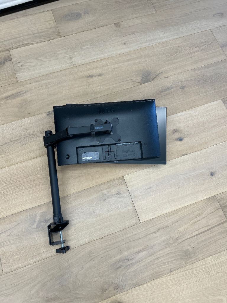 Black Computer Monitor with Desk Clamp Mount – Good Condition