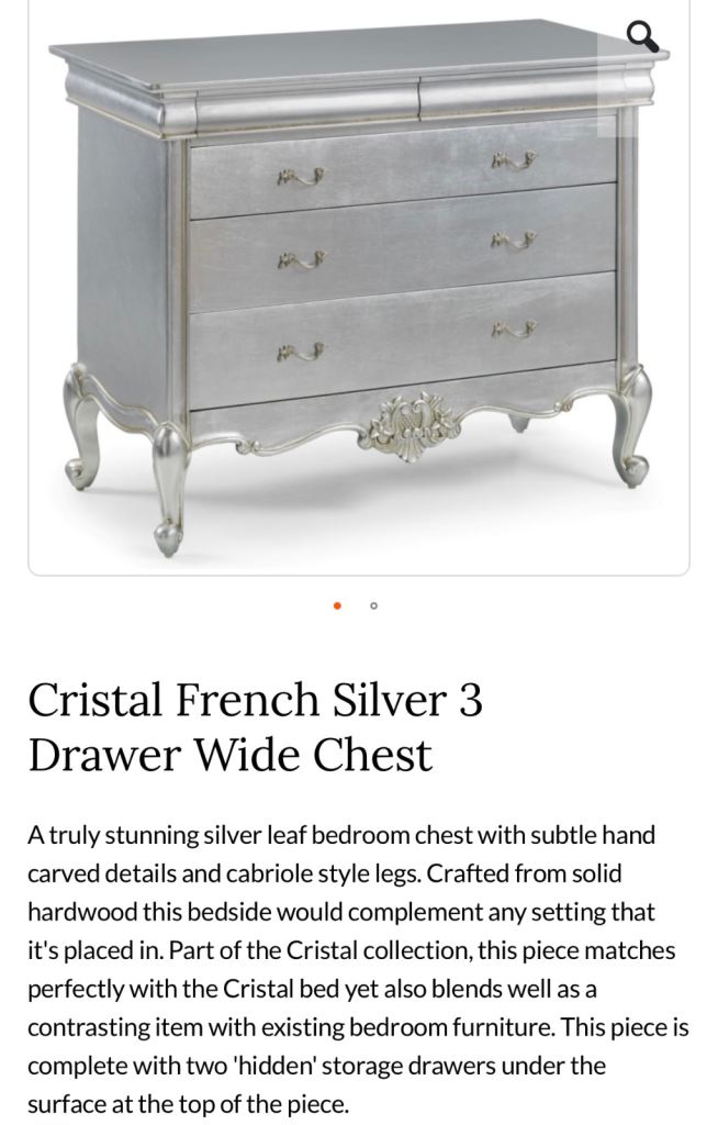 Silver leaf drawer chest 3 drawers