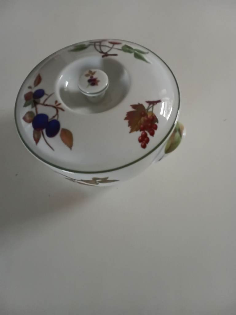 Ceramic Lidded Dish with Fruit Pattern – Good Condition