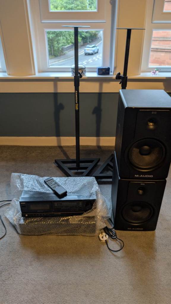 CD + Cassette separates, M-audio speakers + stands