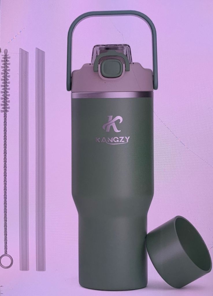 Metal Water Bottle with Straw 1L/32oz - Vacuum Insulated Stainless Steel Flask, 2-in-1