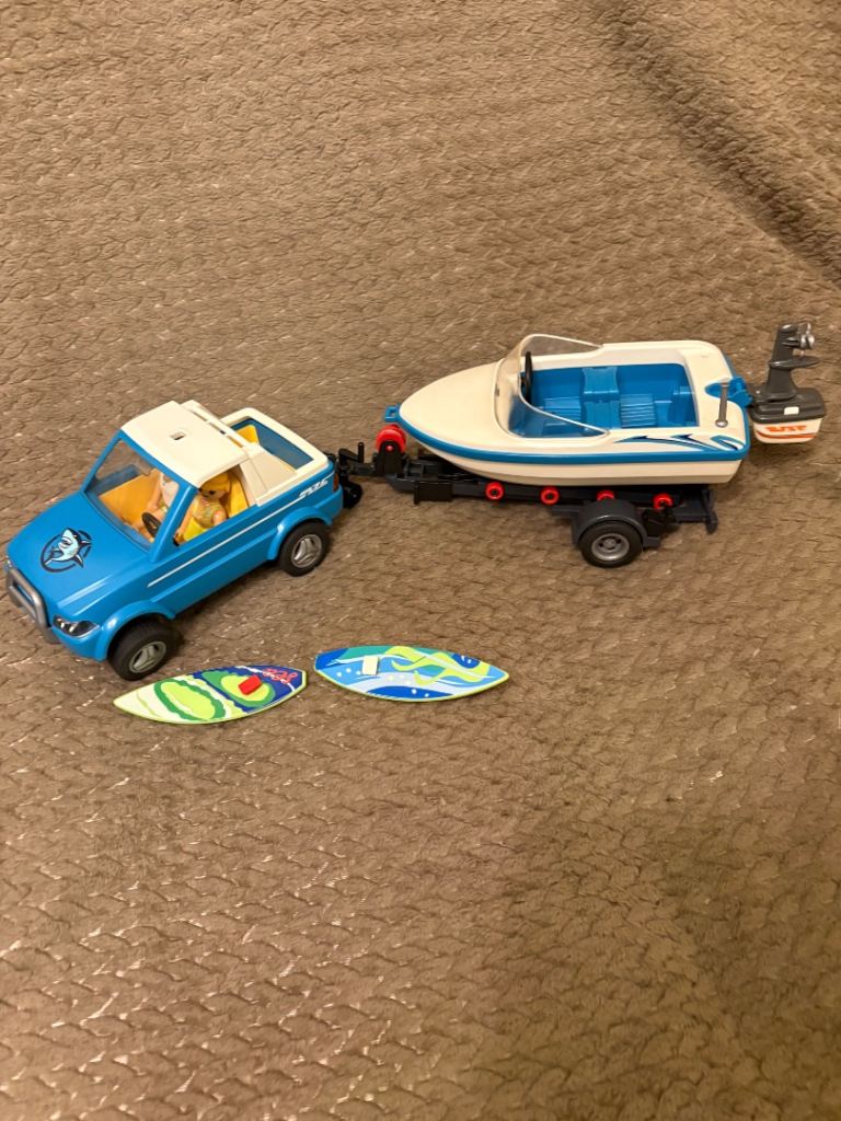 Playmobil Car with Boat and Trailer – Good Condition