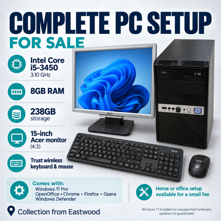 Complete PC Setup with Acer Monitor, Trust Keyboard & Mouse