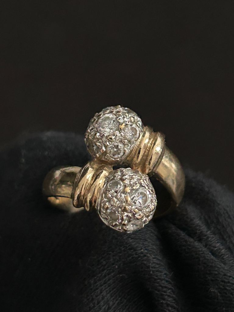 Heavy CZ Twisted Ring 9ct 9kt 375 Yellow Gold (Size R 1/2, US 8.75, EU 59) 7.38g