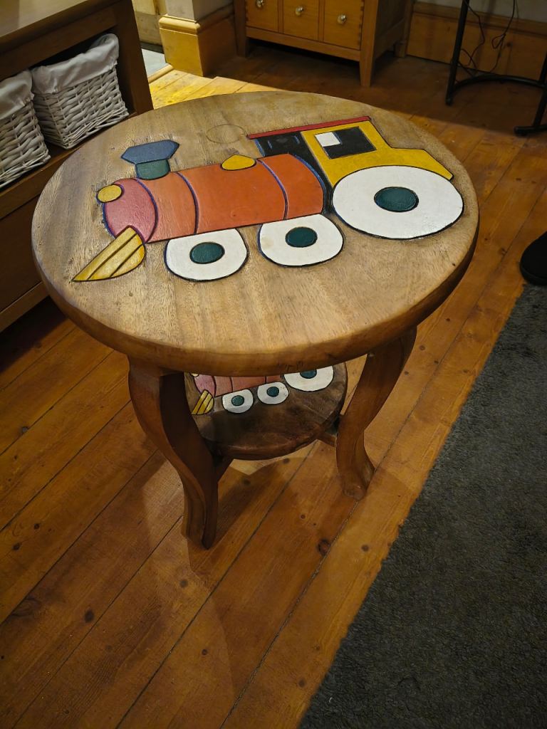 image for Kids Wooden Table with Train Design