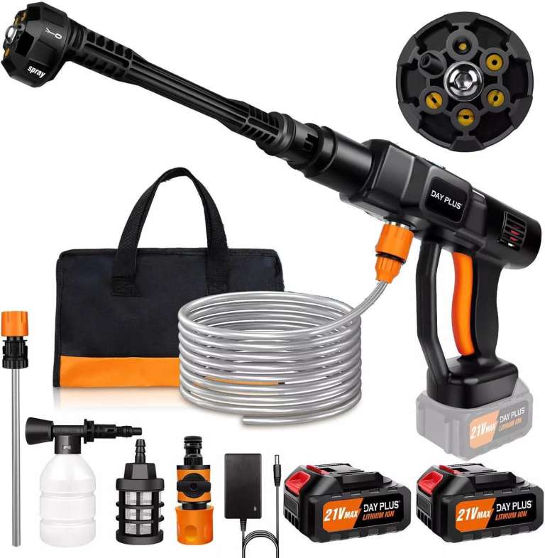 6IN1 Cordless High Pressure Washing machine washer jet car 2x battery 5m hose NEW