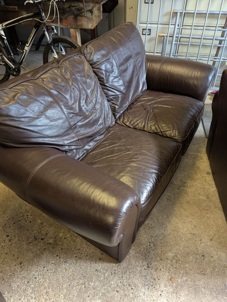 Italian leather sofa and armchair