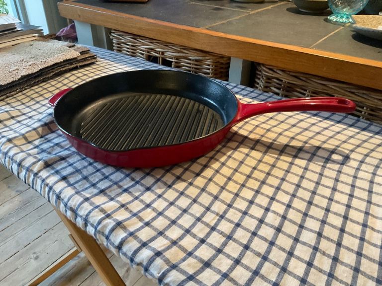image for Aga enamelled cast iron griddle pan in red