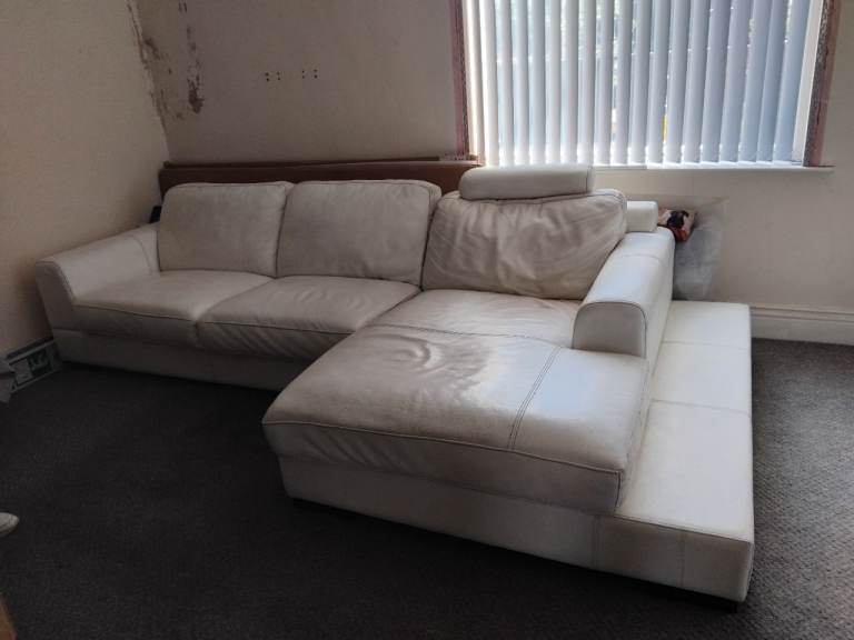 Cream leather corner suite