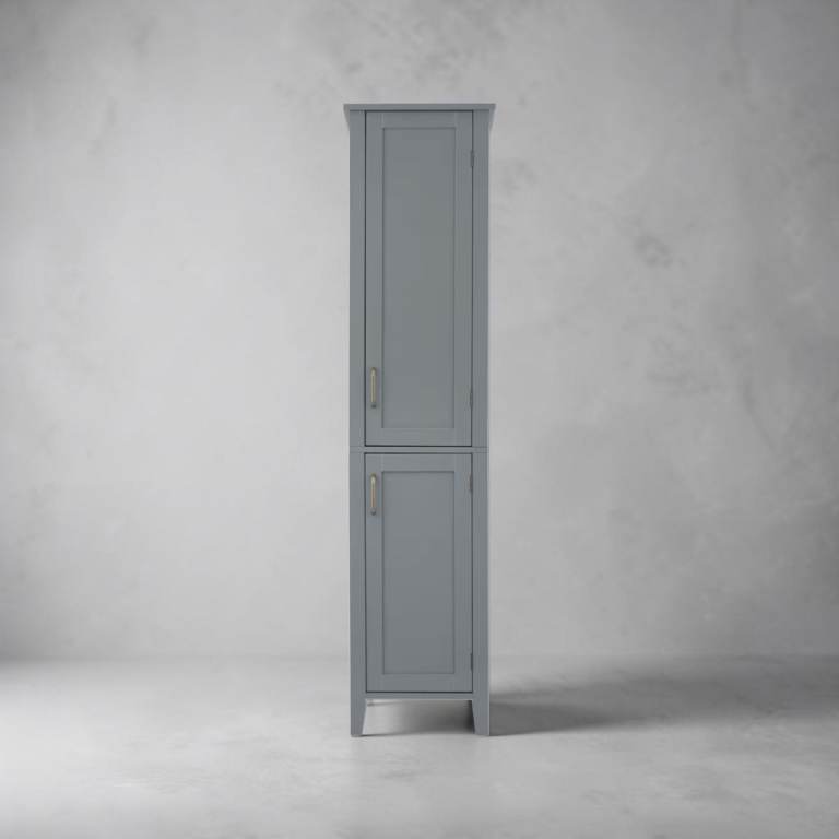 Brand New Grey Tall Bathroom Storage Cabinet Wooden Linen Cupboard Kitchen Utility Unit