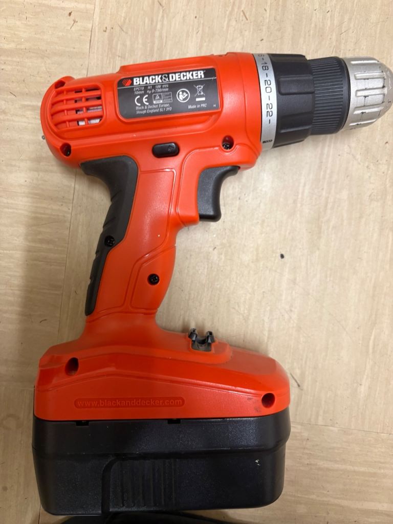 Black & Decker Cordless Drill – Orange, Good Condition