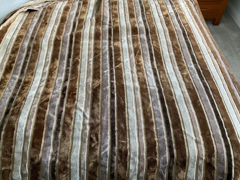 Chenille Striped Curtains Fully Lined Pencil Pleat with TieBacks Smoke/Pet free home