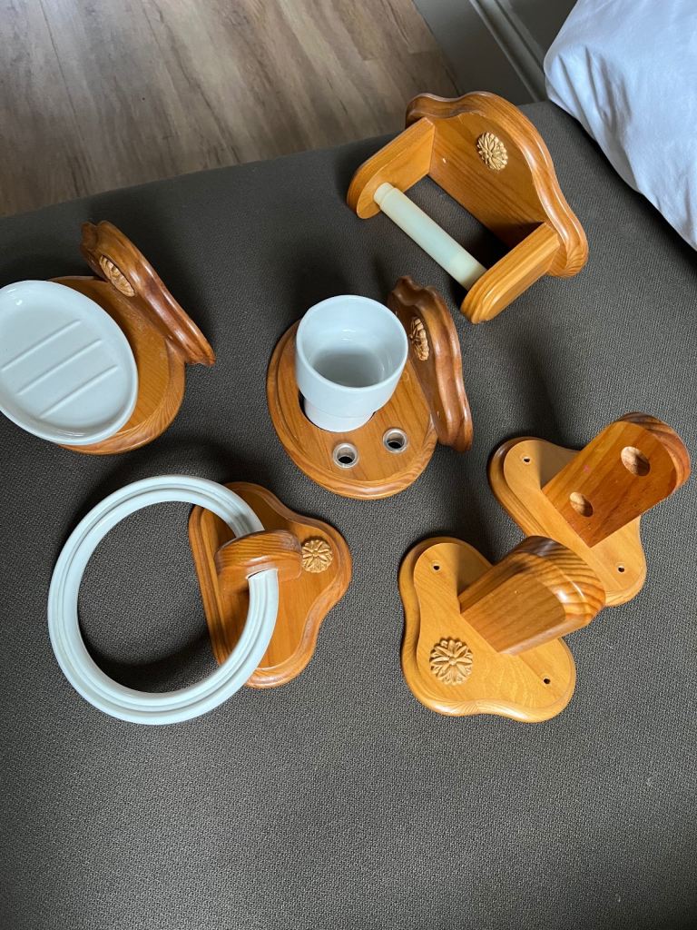 Bathroom accessories set … soap dish towel holder toothbrush holder etc etc 