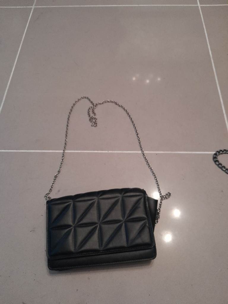 Lovely Black Quilted Shoulder Bag with Chain Strap