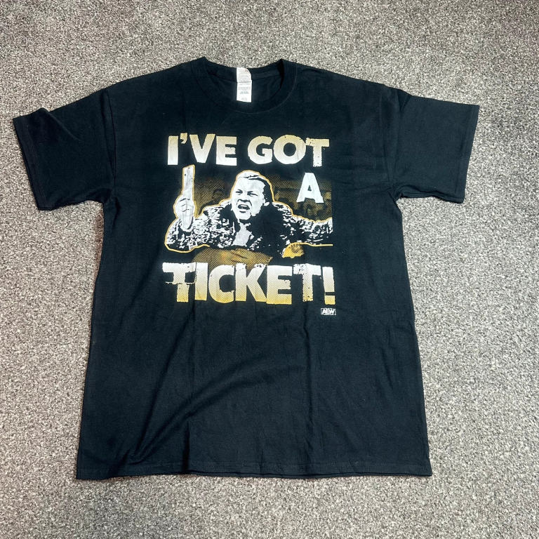 AEW Jim Ross 'I've Got A Ticket' Black Graphic T-Shirt Wrestling