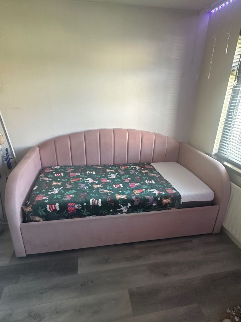 Next Pink Fabric Day Bed with Handy Pull-Out Trundle Bed