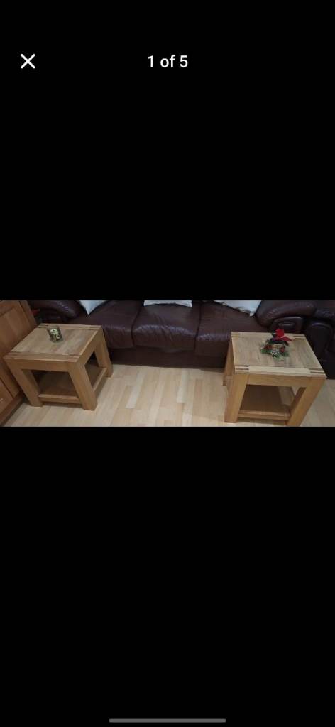 image for Pair of solid oak side tables