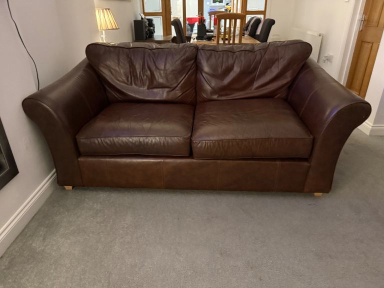M&S 3 seater full leather sofa