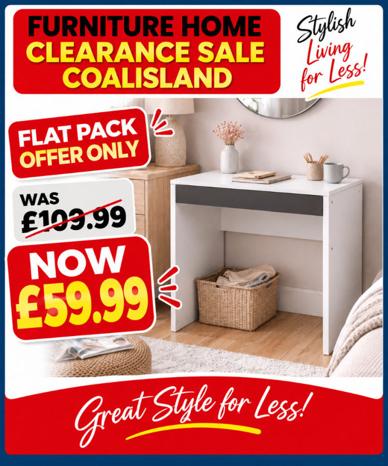 White Flat Pack Desk/Dressing Table – Brand New