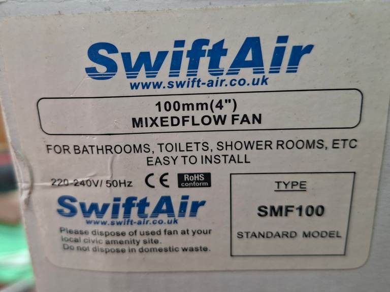 Extractor fan - 100mm / 4" duct