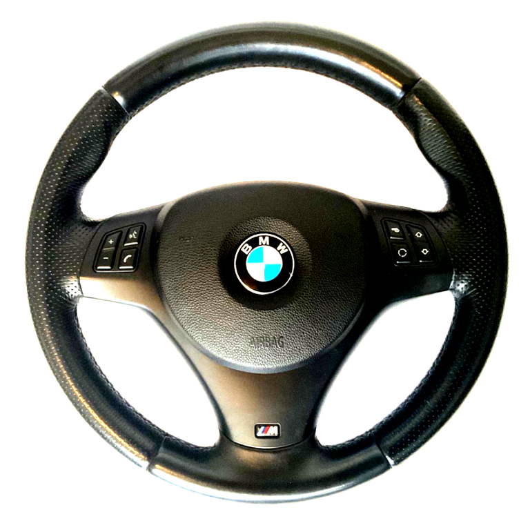 Genuine BMW E46 M Sport Leather Steering Wheel with Airbag & Loom - boxed