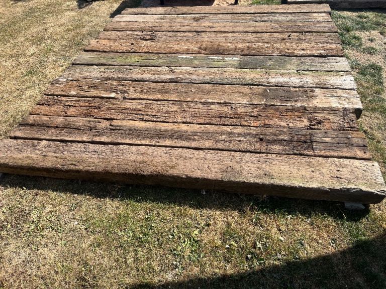 Reclaimed railway sleepers 