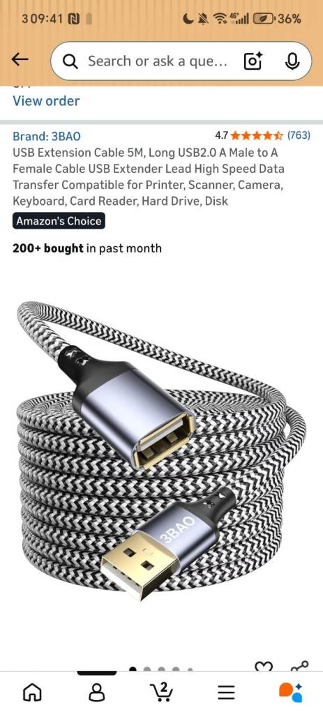 USB Extension Cable 5M, Long USB2.0 A Male to A Female