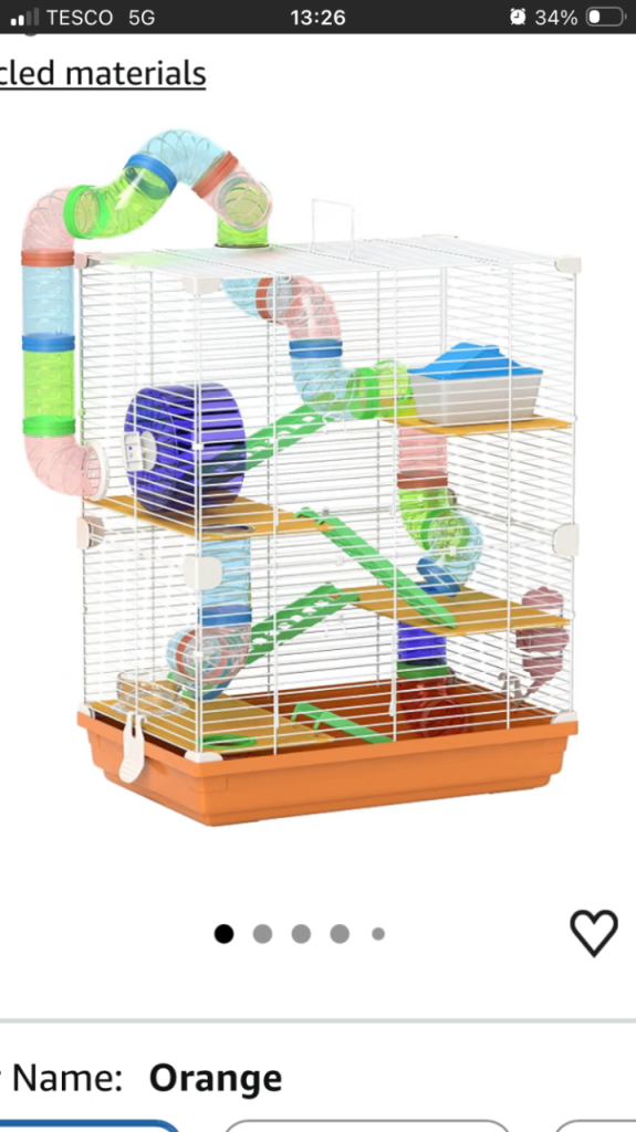Hamster cage, ball and accessories 
