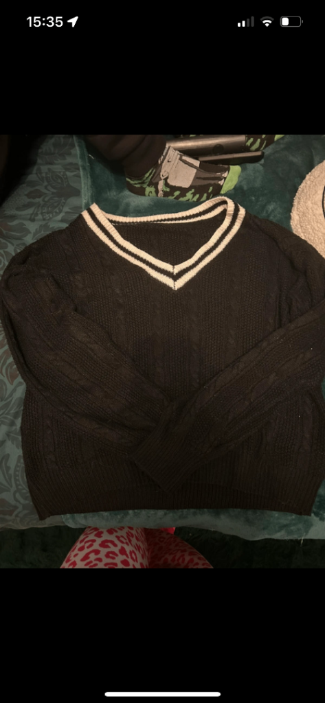 v neck black sweater 